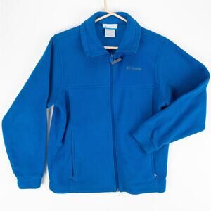 Columbia Boys Fleece Jacket Blue Full Zip Youth XL 14/16 Warm Layer Outdoor